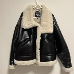 ※エコメルカリ便限定　ZARA 黒 レザー ボアジャケット
