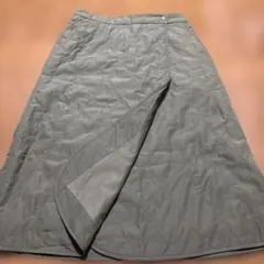ユニクロ　巻きスカート　キルティング ラップスカート カーキ　着用少