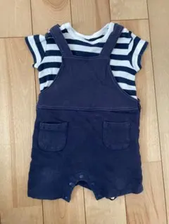 UNIQLOベビー　ストライプTシャツ サロペット風 ロンパース