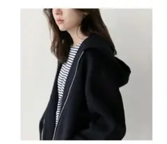 ASCOBO レディース ジップアップパーカー コート ブラック L