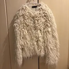 zara ブラッシュドフリンジニットジャケット M エクリュ　新品未使用