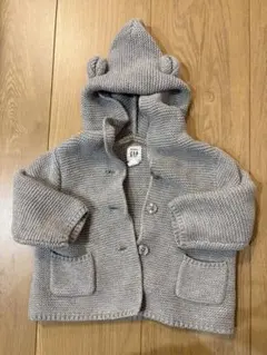 baby GAP フード付きカーディガン 60センチ　グレー　クマ耳