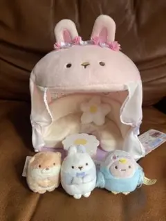 新品　ふしぎなうさぎのおにわ シーンぬいぐるみ　セット　かわうそ　ことり　うさぎ