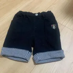 黒のチェック柄折り返しパンツ　80cm