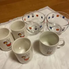 ミッフィー ASAHI BANK 陶器湯呑み　ガラスボール　マグカップセット