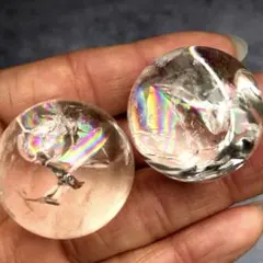 【大きめ！虹入り！早い者勝ち】天然石　アイリスクォーツ　水晶　丸玉40