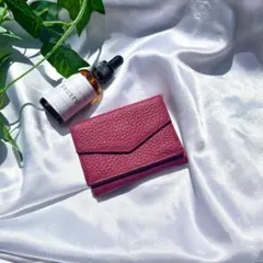 三つ折り財布本革　小さい財布　コンパクト　二つ折り　小銭入れ　レディース　紫色