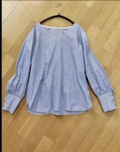 nicoleストライプ長袖ブラウス シャツ 日本製のサムネイル
