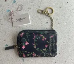 キャスキッドソン　カードケース　パスケース　ネイビー　花柄