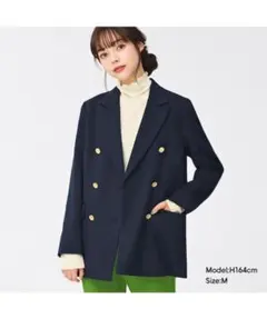 GU ネイビー ダブルブレストジャケット