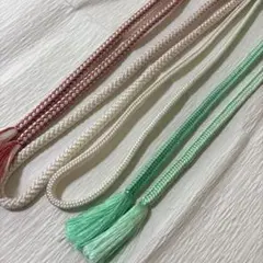 帯締め　ピンク　緑　白　2本セット