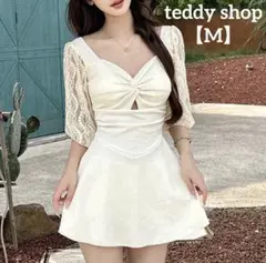 teddy shop【M】袖レース ホワイト ワンピース水着のサムネイル