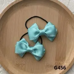 G456-ハンドメイド　キッズヘアゴム　リボン　ステッチ入り
