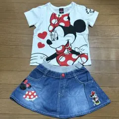 ベビードール　ミニーちゃんTシャツ　デニムスカートセット【120cm】のサムネイル