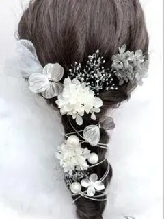 再販☆髪飾り振袖卒業式成人式七五三結婚式袴和装ドライフラワーウェディングシルバー