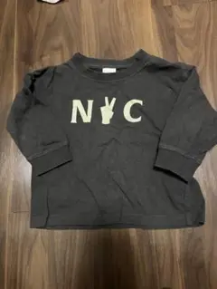 デビラボ　ダークグレー NYC ピースサイン 長袖カットソー 80cm