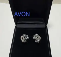 【AVON】パール調イヤリング シルバー　刻印あり　ヴィンテージ　イヤリング