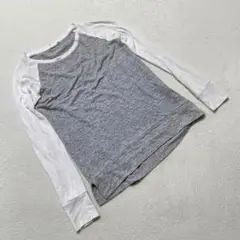GAP バイカラートップス ラグランスリーブグレーホワイト 長袖Mサイズ
