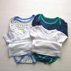 ベビー肌着 90サイズ 半袖2枚 長袖ロンパース2枚 セット まとめ売り