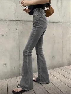 ハイウエストフレアデニムジーンズ