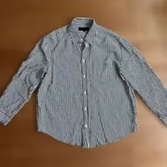 ZARA ネイビー×ホワイト ストライプ柄シャツ