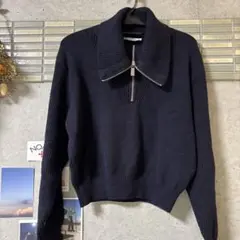 ZARA ネイビー ジッパー付きセーター L