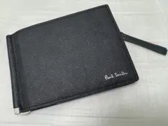 【美品】ポールスミス マネークリップ 小銭入れ付 ブライトストライププラー 黒
