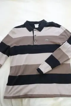LACOSTE 長袖ポロシャツ ベージュ/黒/茶色
