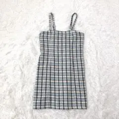 one way ツイードキャミソールミニワンピース　裏地付き　タイト　綿混