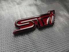 STI 3Dエンブレム(両面テープ)　レッド×メッキ