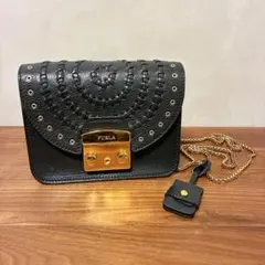 FURLA フルラ メトロポリス ショルダー ブラック レザー ゴールド金具