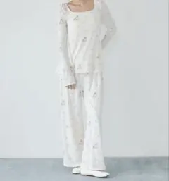 gelato pique（ジェラート ピケ）フラワーキャット柄　上下セット