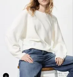 UNIQLOコットンクルーネックボリュームスリーブセーターXL