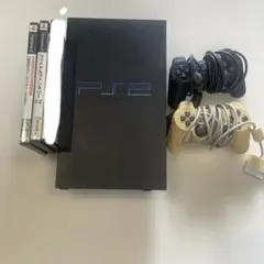 PlayStation 2 本体 コントローラー2個 ゲーム2本