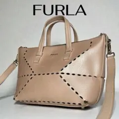 FURLA フルラ 2way ショルダー ハンドバッグ レザー ピンクベージュ