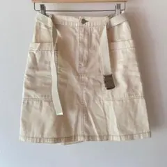 関ファ ガチャベルト付 カーゴ ミニスカート ウエストゴム 台形 綿100 無地