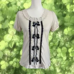 axes femme リズリサパワネ風リボン付タンクトップ Y2K 姫カジ 姫系 