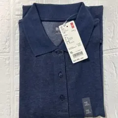 新品／ユニクロ ストレッチカノコポロシャツ（半袖） XL ブルー