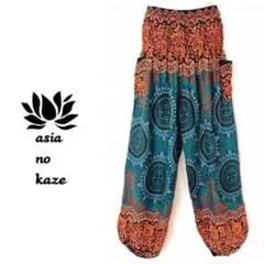 【新品】アラジンパンツ　タイパンツ【シャーリング】SBグリーン　D167-2