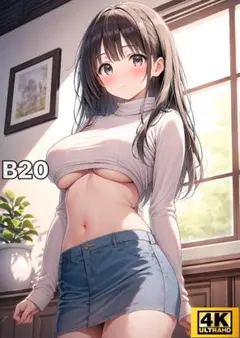 高画質 アニメイラスト 美人 AIアート B20 スク水 制服