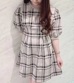 AnMILLE アンミール チェックスウェットワンピース