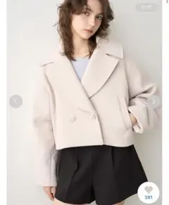 リリーブラウンビジューダブルショートコート アイボリーのサムネイル