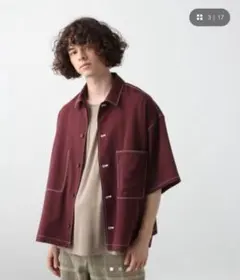 HARE ビックシルエット　ステッチシャツ　バーガンディのサムネイル