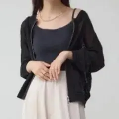 アズール　メッシュ　MOUSSY　AZUL　Wジップトップス ニットカーディガン