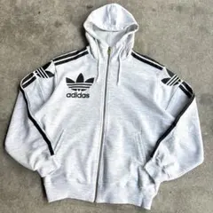 90's adidas トレフォイルロゴ フルジップ パーカー Lサイズ
