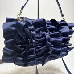 未使用級✨ ヨシミレース 2way ショルダーバッグ フリル 紺 希少 完売品