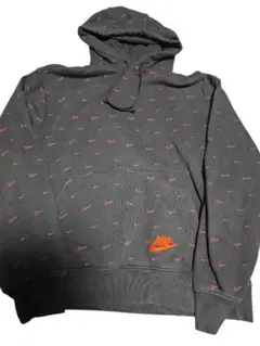 NIKE 総柄 スウッシュ パーカー ブラック レッド