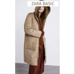 ZARA BASIC Mサイズ ムートン調ボアロングコート　リバーシブル