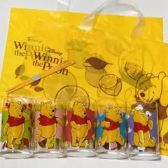 Disney ディズニー　くまのプーさん　グラスセット　5客　ショッパー　箸