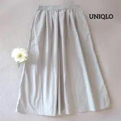 UNIQLO ロングスカート L ウエストゴム ライトグレー マキシ丈のサムネイル